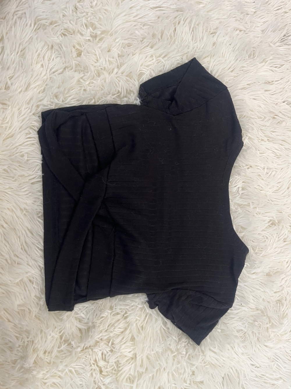 Ardene Black Ribbed Short Sleeve Top